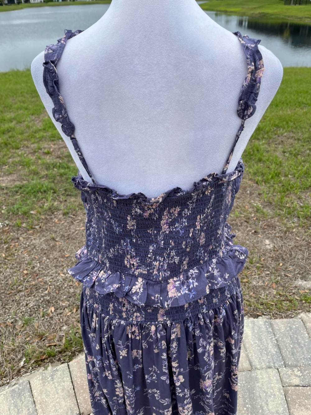 NWOT Anthropologie Floral Smocked Waist Purple Summer Dress Size XL - Picture 8 of 16